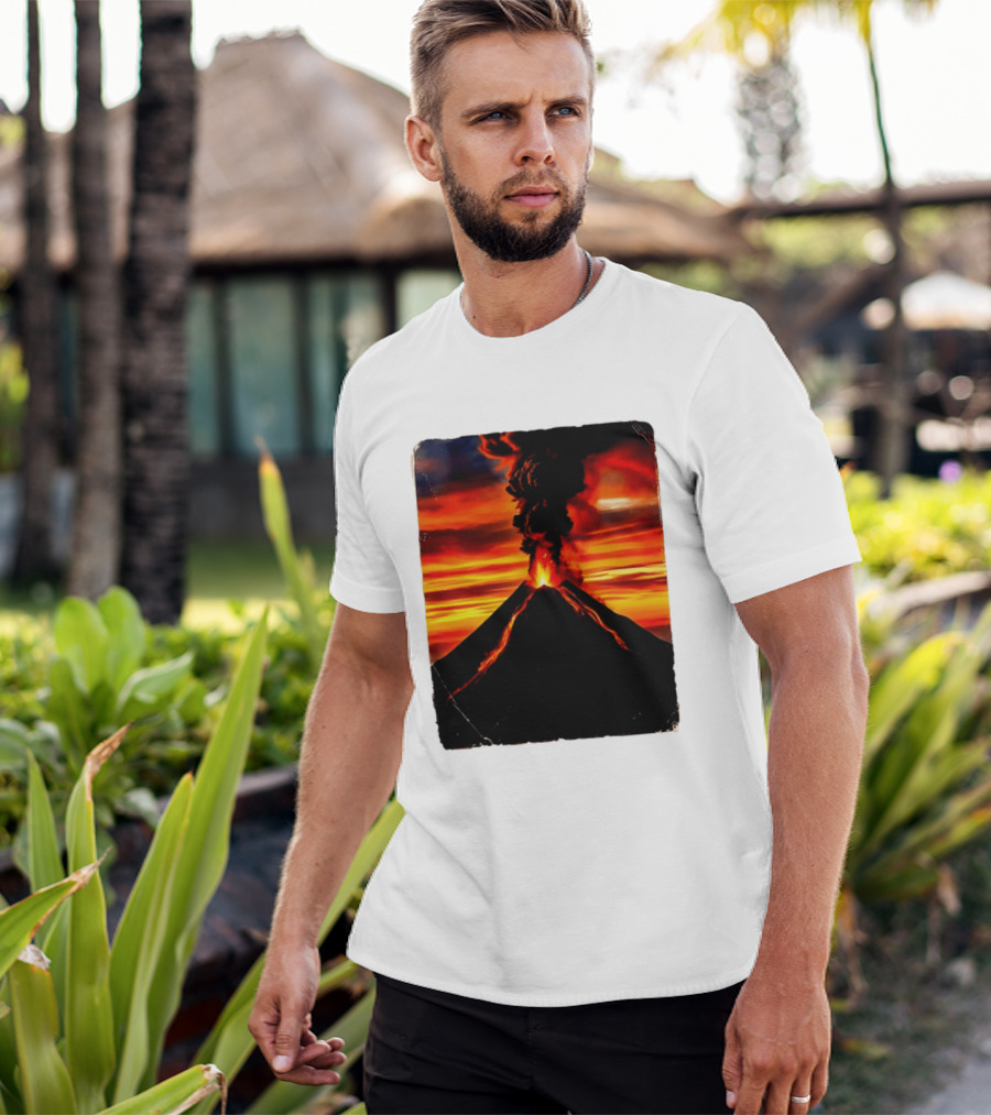Volcanic Eruption Sunset Landscape Volcano Erupting At Dusk T-Shirt