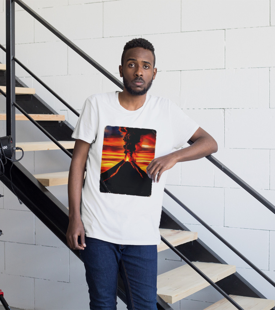 Volcanic Eruption Sunset Landscape Volcano Erupting At Dusk T-Shirt