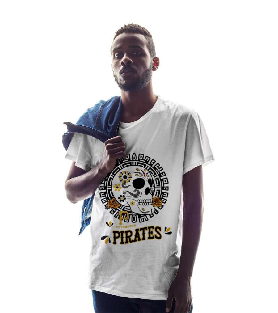 Pittsburgh Pirates Dia De Los Muertos Sugar Skull Art MLB Fan T-Shirt