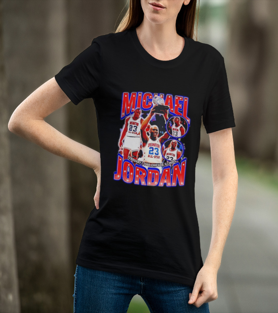 Michael Jordan February 7 1988 Chicago Illinois All Star Trophy Dream Team 23 T-Shirt