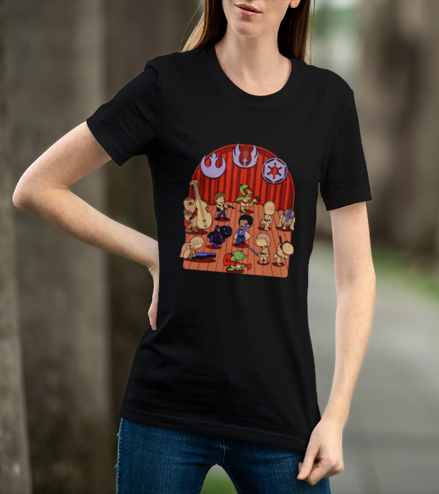 Star Wars Peanuts Characters Band With Iconic Symbols Mashup T-Shirt