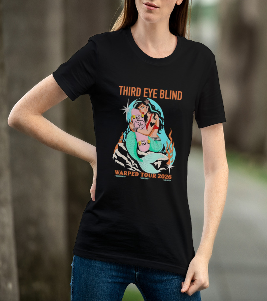 Third Eye Blind 2026 Warped Tour Mermaid Skater T-Shirt