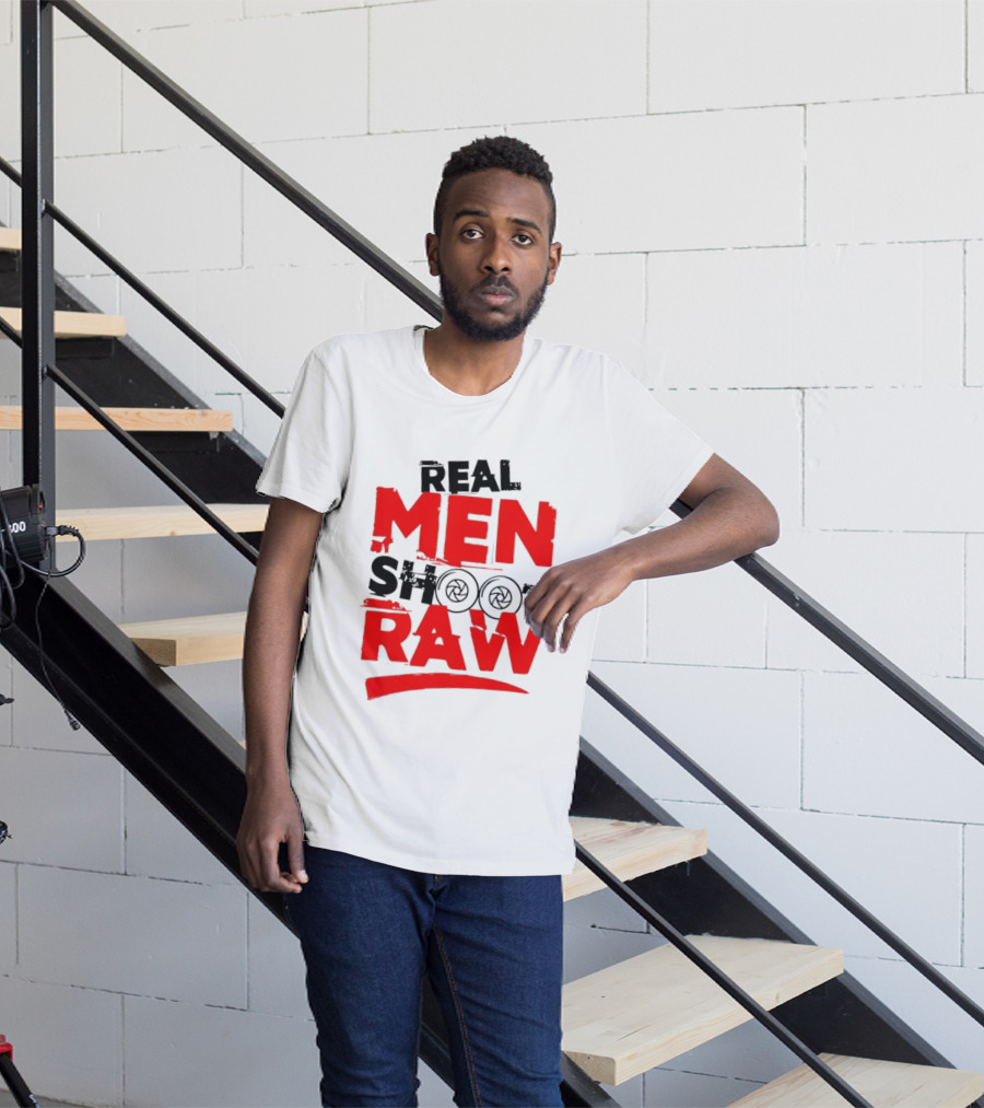 Real Men Shoot RAW Camera Shutter Aperture Photography T-Shirt
