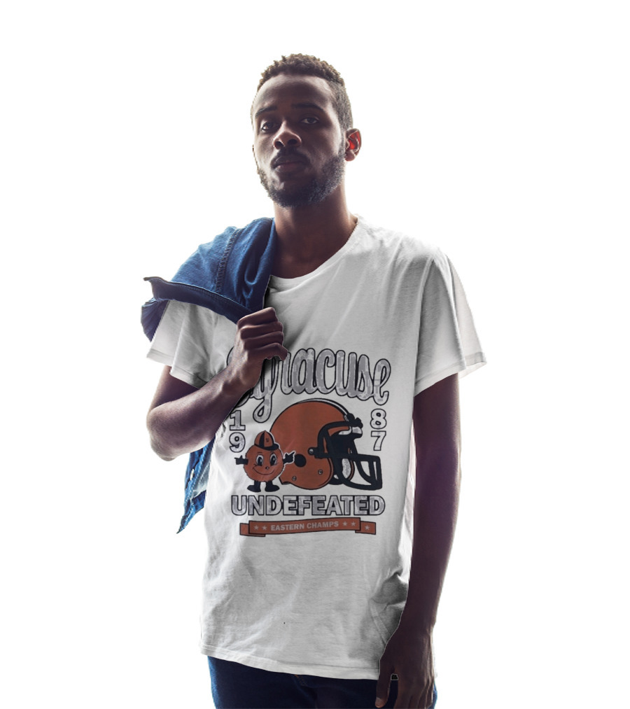 Syracuse 1987 Undefeated Eastern Champs Football Helmet Orange T-Shirt