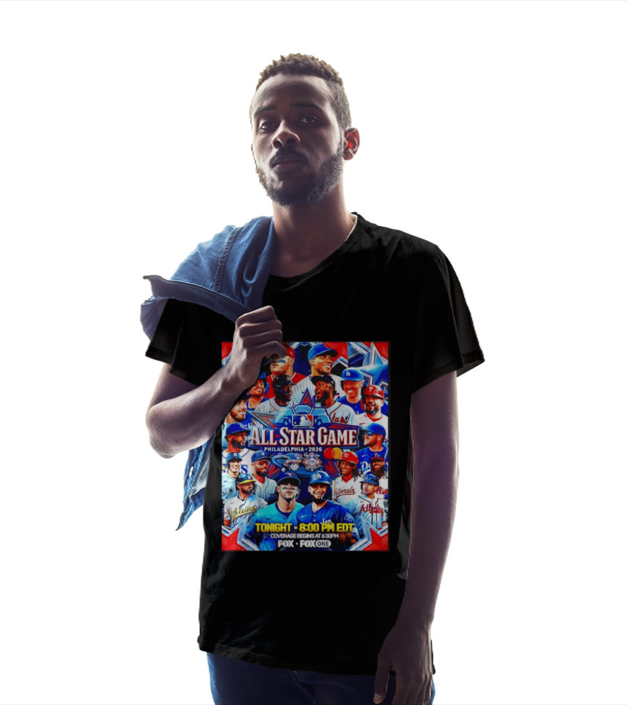 2026 MLB All Star Game Philadelphia Featured Stars And Team Jerseys Fox Coverage T-Shirt