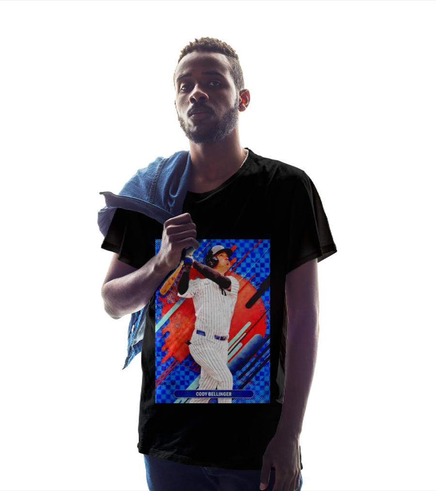 Cody Bellinger Topps Finest Baseball Card Blue Checkered Background Batting Pose T-Shirt