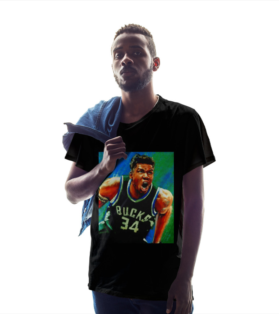 Giannis Antetokounmpo Bucks No 34 Jersey Art Basketball Star T-Shirt