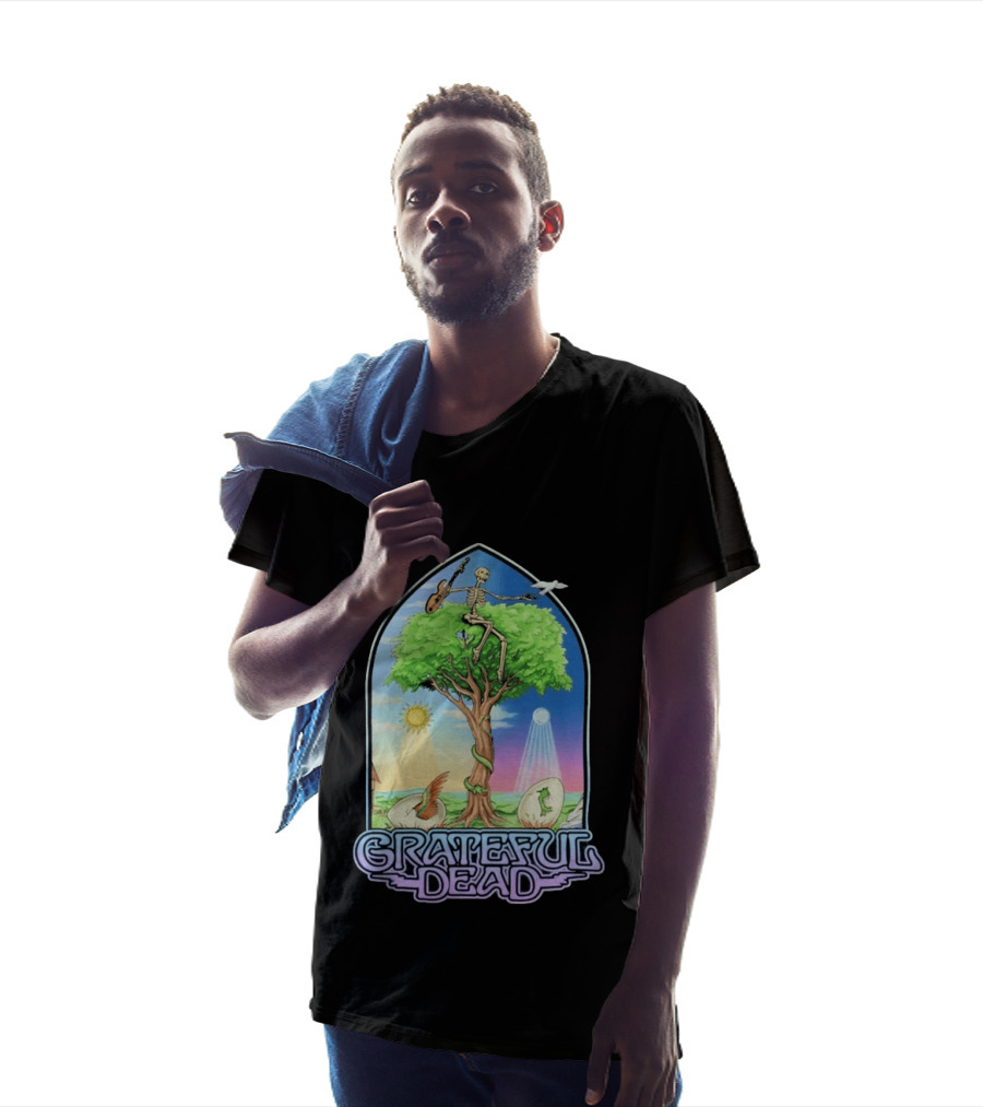 Grateful Dead Summer Magic Skeleton Guitar Tree Sunrise Sunset Fantasy T-Shirt