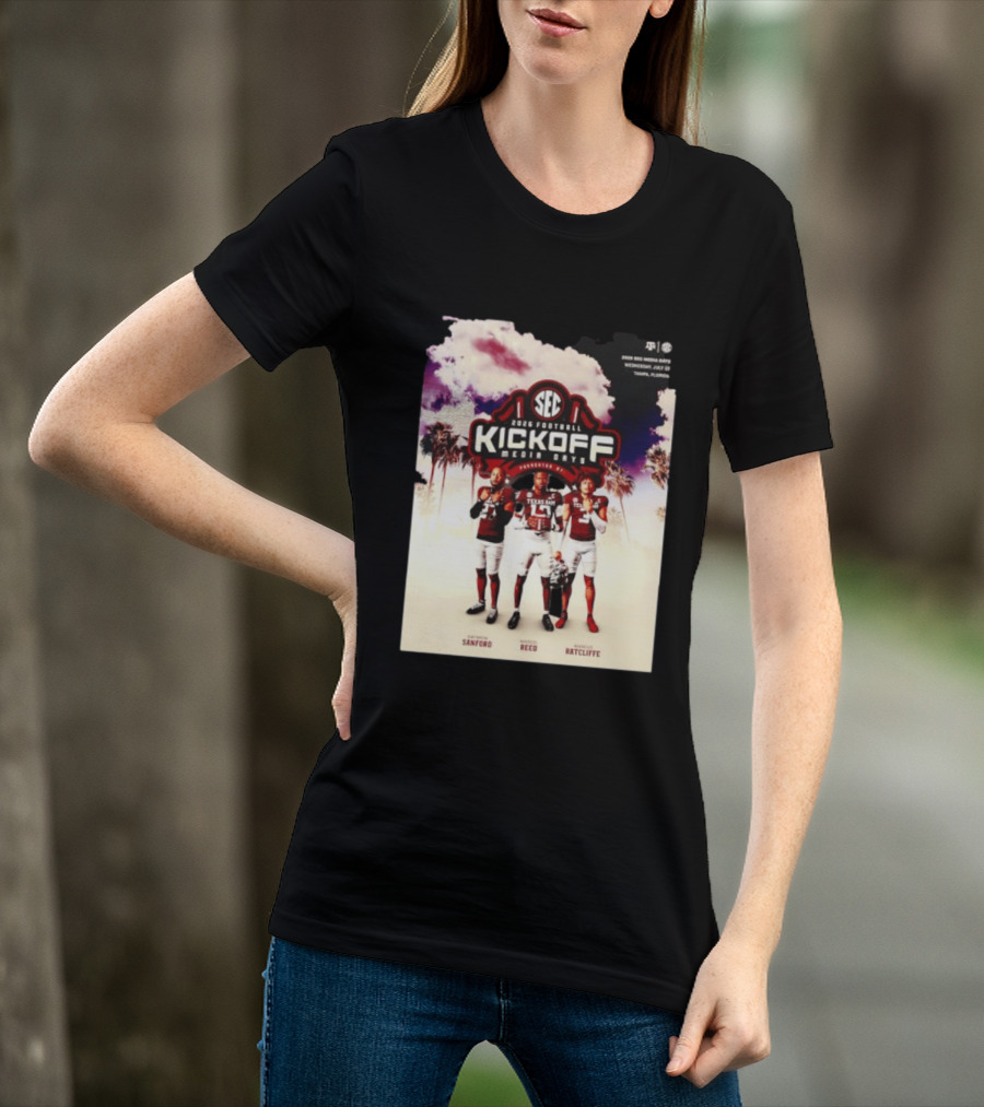 2026 Football SEC Kickoff Media Days Texas A&M Daymion Sanford Marcel Reed Marcus Ratcliffe T-Shirt