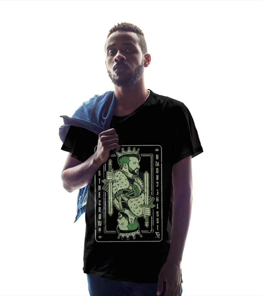 Kiss The Crown Bearded King With Dual Swords Playing Card T-Shirt