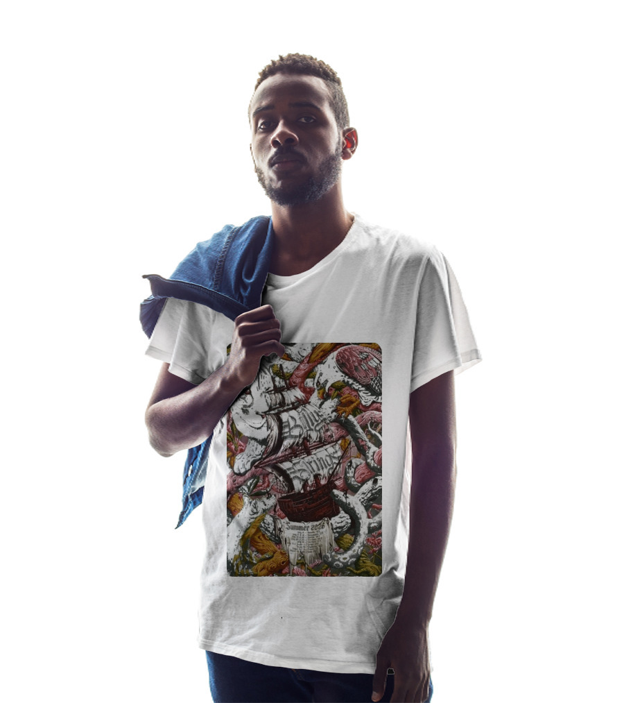 Billy Strings Summer 2026 Shows Pirate Ship And Wild Animals T-Shirt