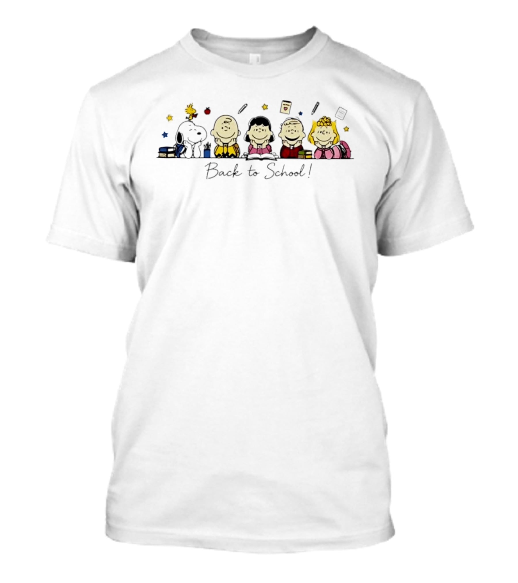 Peanuts Back To School Snoopy Woodstock Charlie Brown Lucy Linus Sally T-Shirt
