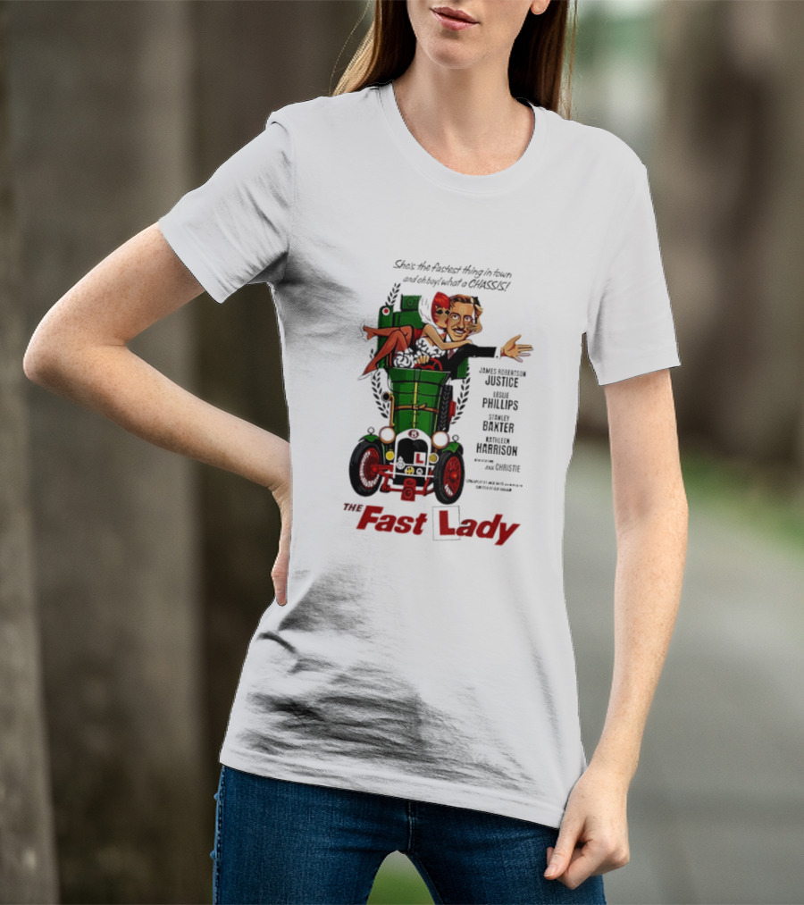 The Fast Lady Movie James Robertson Justice Leslie Phillips Stanley Baxter Kathleen Harrison Julie Christie T-Shirt