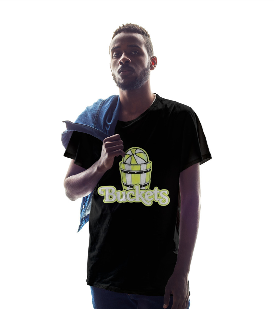 Buckets Basketball Cartoon Style Vintage Retro Ball In Wooden Basket T-Shirt