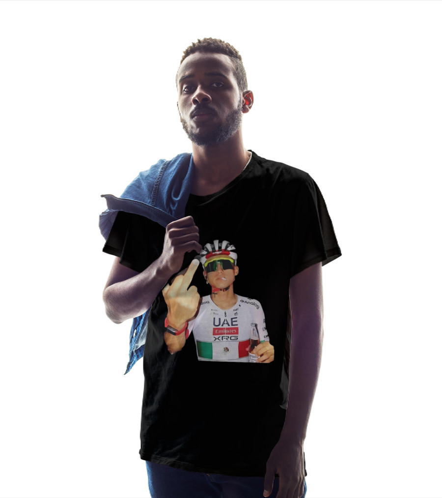 UAE Emirates Cyclist Isaac Del Toro Middle Finger Smoking With Beer T-Shirt
