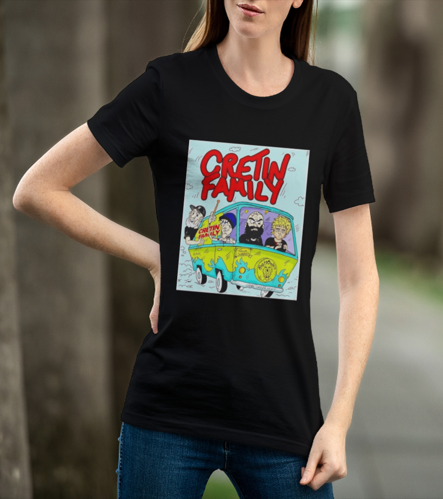 Cretin Family Punk Ramones Gabba Gabba Hey Van Cartoon T-Shirt