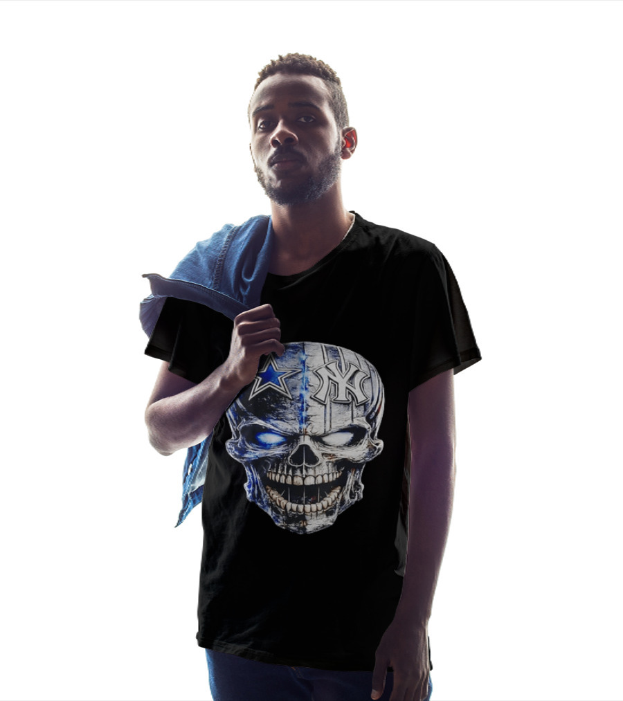 Dallas Cowboys Star New York Yankees Skull T-Shirt