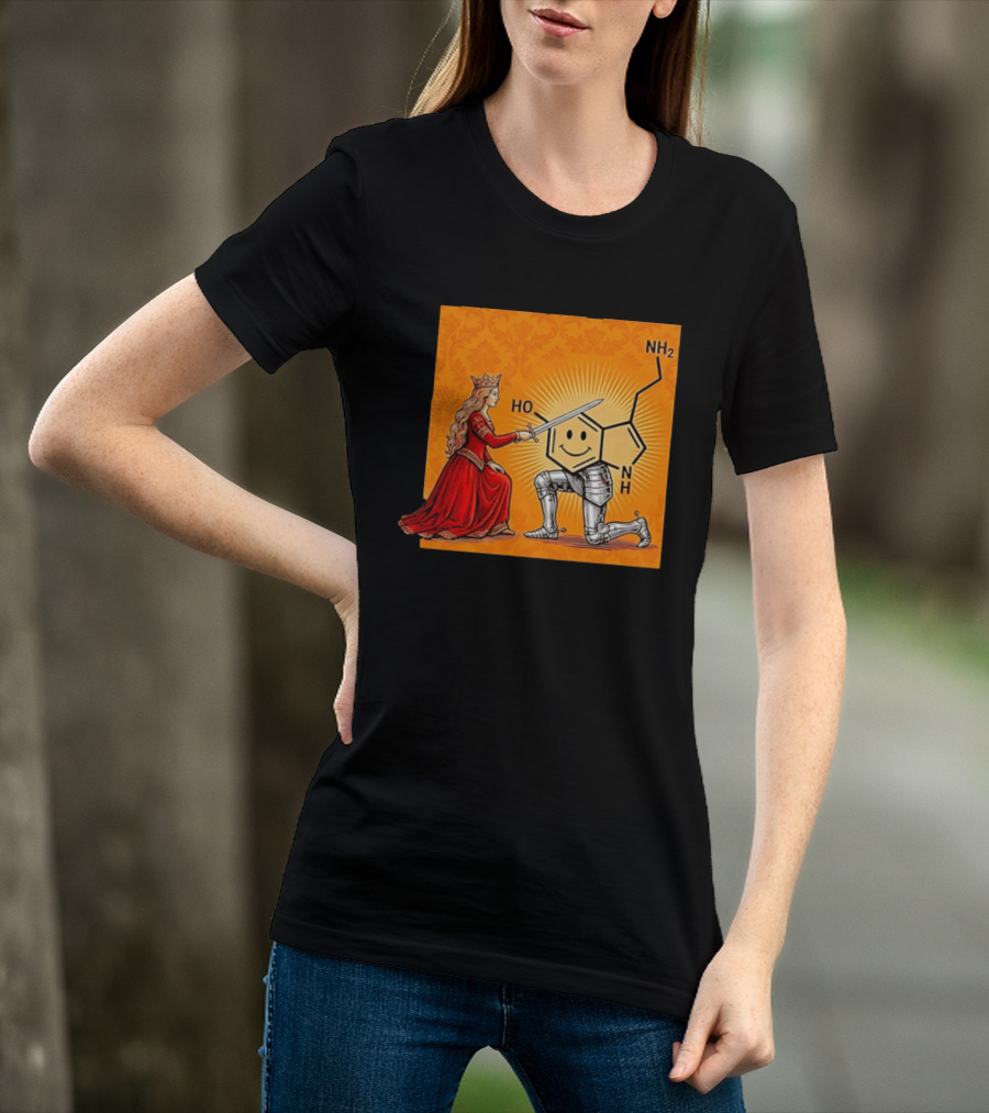 Sir Otonin Serotonin Molecule Knight Queen Chemistry T-Shirt