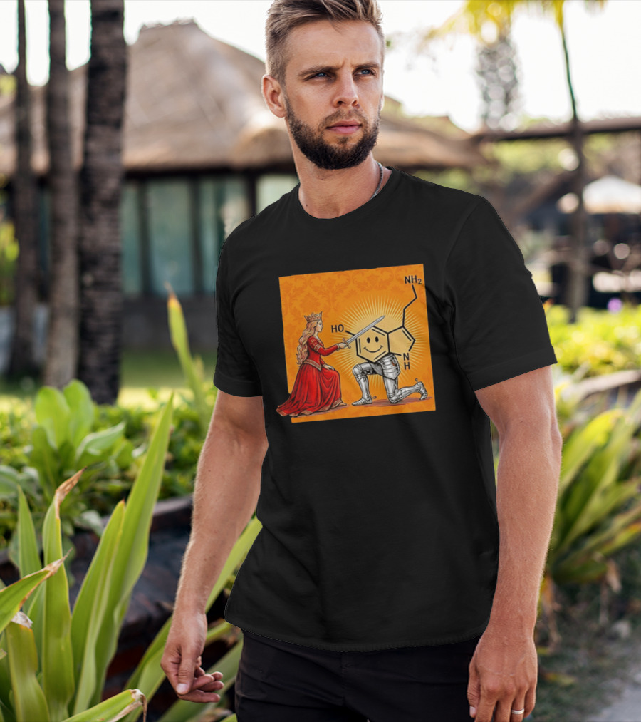 Sir Otonin Serotonin Molecule Knight Queen Chemistry T-Shirt