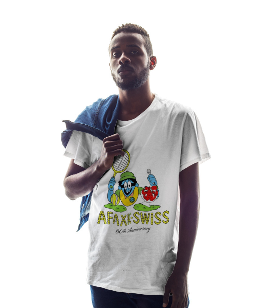 AFAXK Swiss 60th Anniversary Tennis Racket And Strawberry Ice Cream Celebration T-Shirt