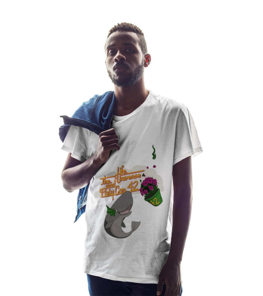 Life The Universe And Poly Con 42 Whale And Flowerpot T-Shirt