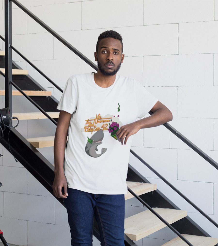 Life The Universe And Poly Con 42 Whale And Flowerpot T-Shirt