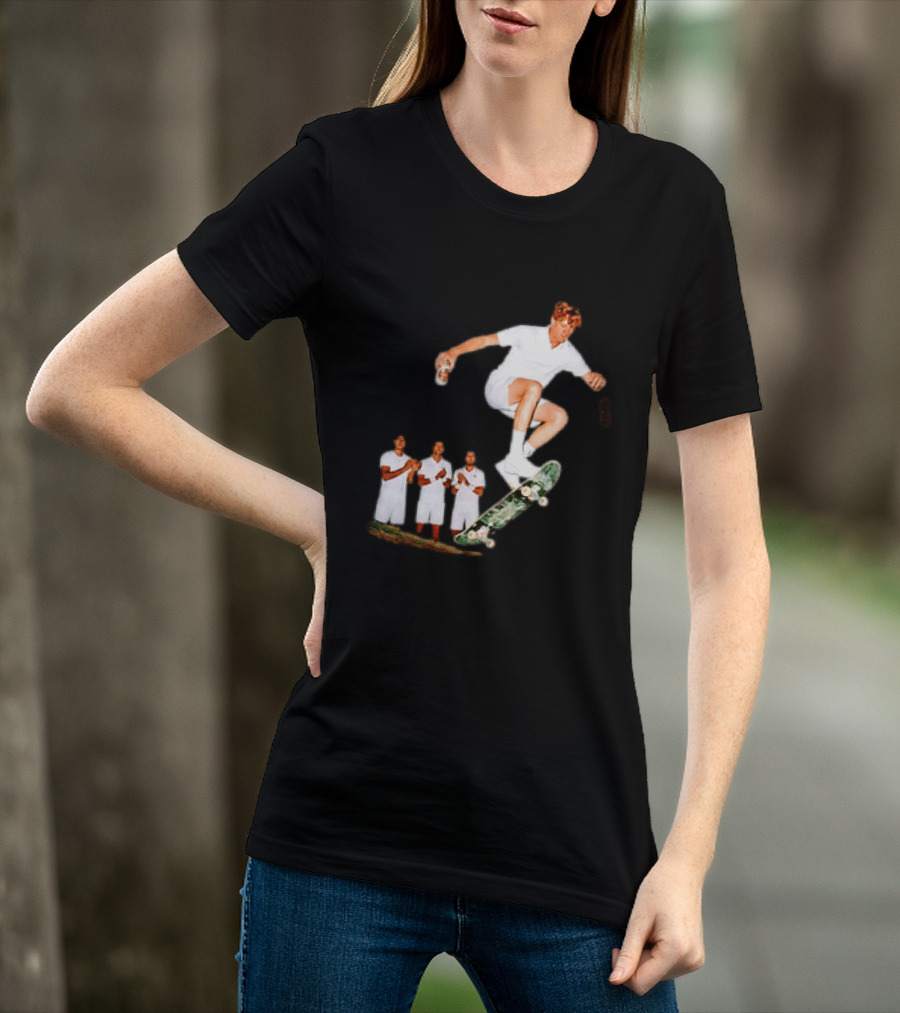 Jannik Sinner Skateboarding Wimbledon Men's Singles Italy 2026 Tennis Champion Jump T-Shirt