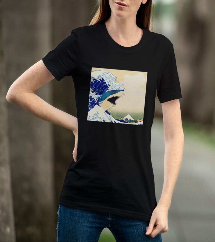 The Great Wave Off Kanagawa Sharks Fusion Art Japan Ukiyo E T-Shirt