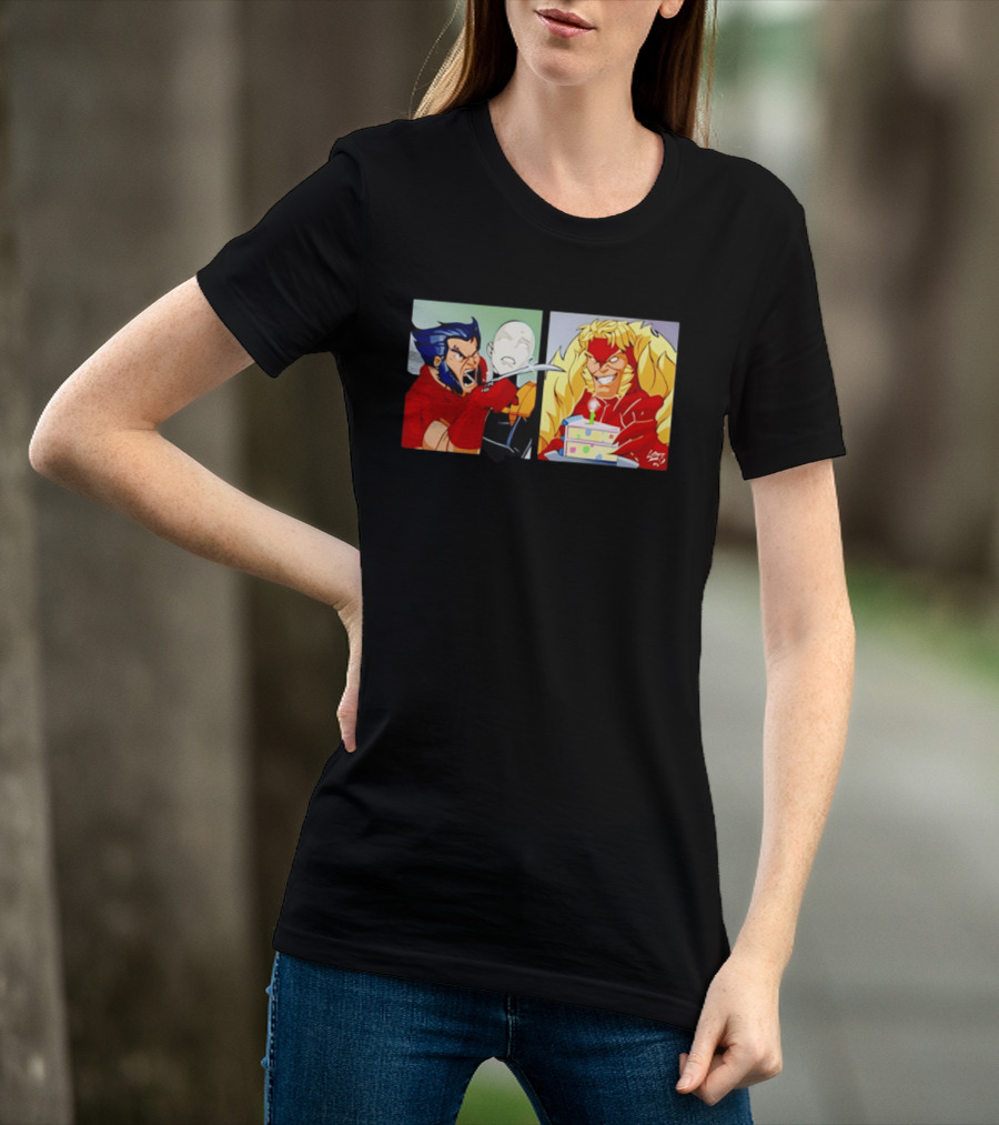 Wolverine And Morph Shouting At Sabretooth Birthday Cake Meme T-Shirt