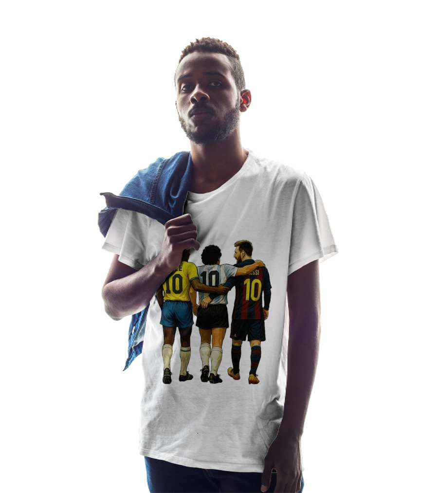 Pele Maradona Messi Football Legends Iconic Trio 10 T-Shirt
