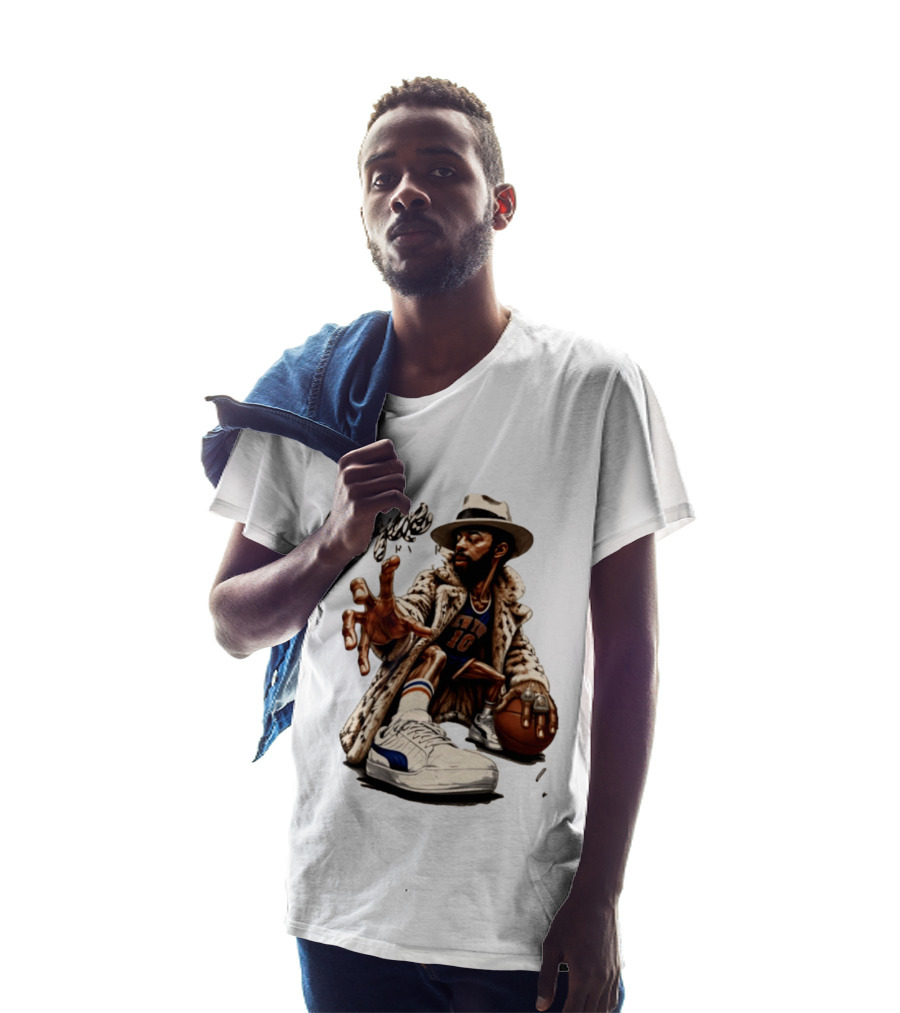 Walt Clyde Stylin' Profilin Throwback Knicks 10 Basketball Sneaker T-Shirt