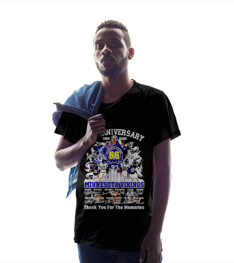 Minnesota Vikings 66th Anniversary 1960 2026 Legends Collage Thank You For The Memories T-Shirt