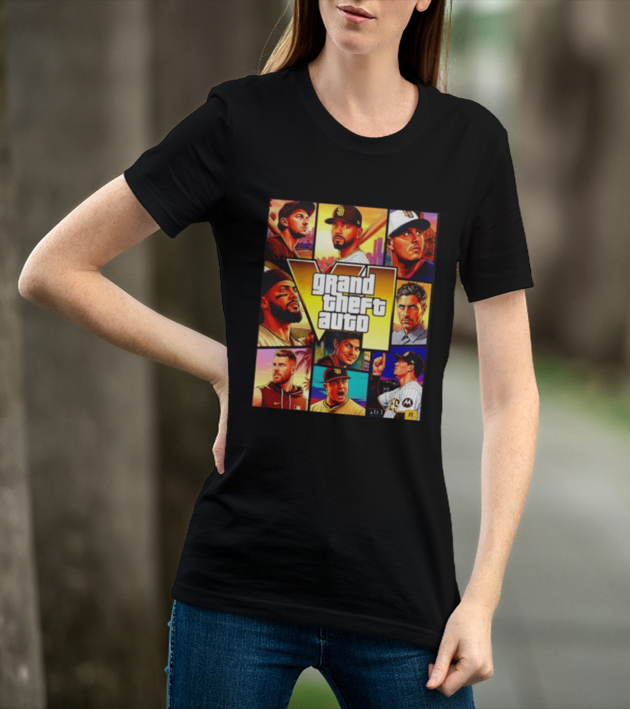 San Diego Padres Grand Theft Auto V Collage Players Team Portraits T-Shirt