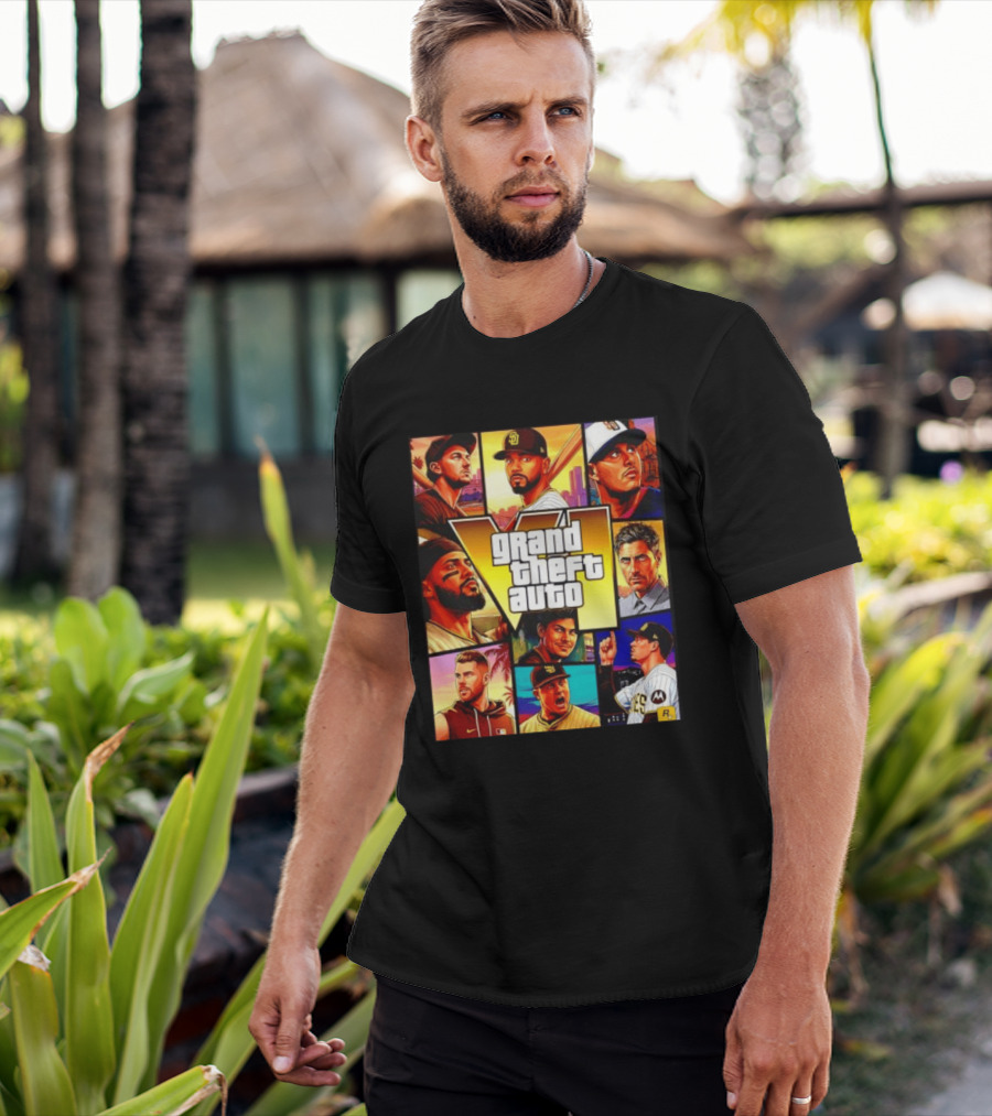 San Diego Padres Grand Theft Auto V Collage Players Team Portraits T-Shirt