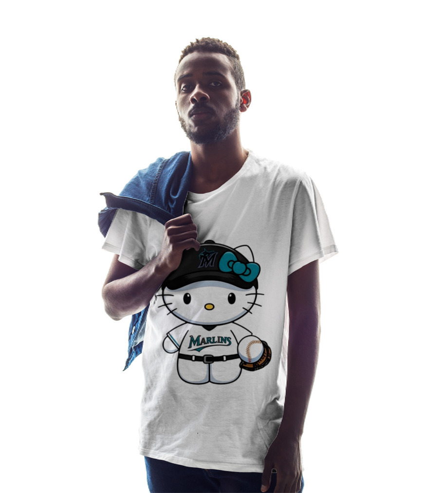 Hello Kitty Miami Marlins MLB Baseball Fan Merchandise T-Shirt