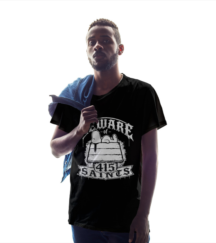 Beware Of 415 Saints Snoopy Sleeping On Doghouse T-Shirt