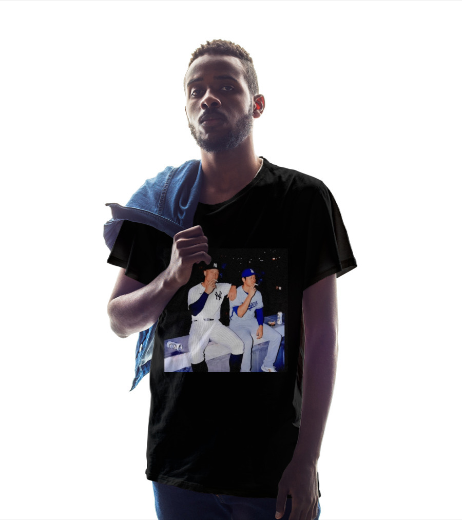 Aaron Judge New York Yankees Shohei Ohtani Los Angeles Dodgers MLB Smoking Scene T-Shirt