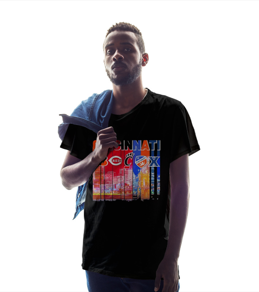 Cincinnati Bengals Reds Bearcats FC Xavier Skyline T-Shirt