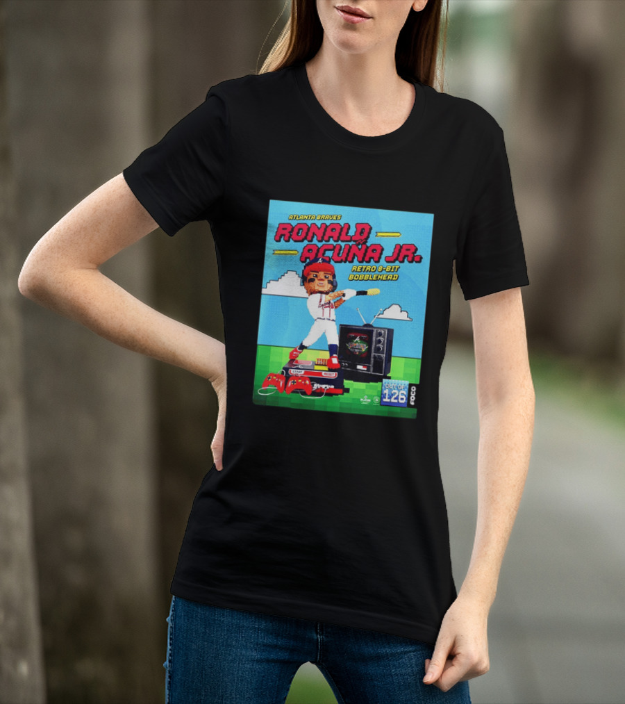 Atlanta Braves Ronald Acuna Jr. Retro 8 Bit Bobblehead Game Controller TV T-Shirt