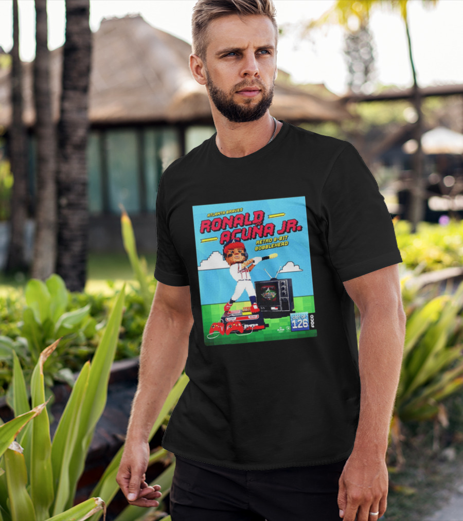 Atlanta Braves Ronald Acuna Jr. Retro 8 Bit Bobblehead Game Controller TV T-Shirt
