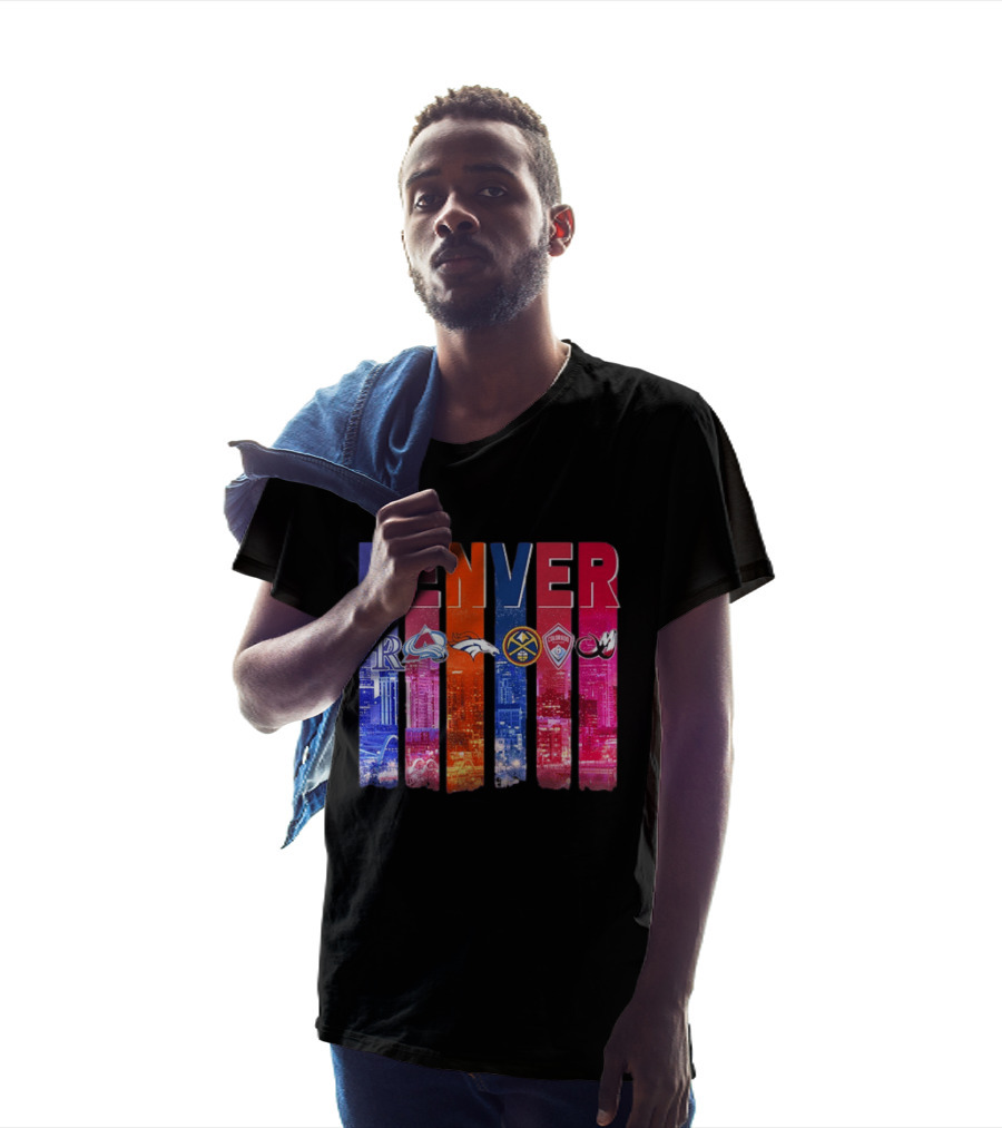 Denver Broncos Nuggets Rockies Avalanche Rapids Pioneers Skyline T-Shirt