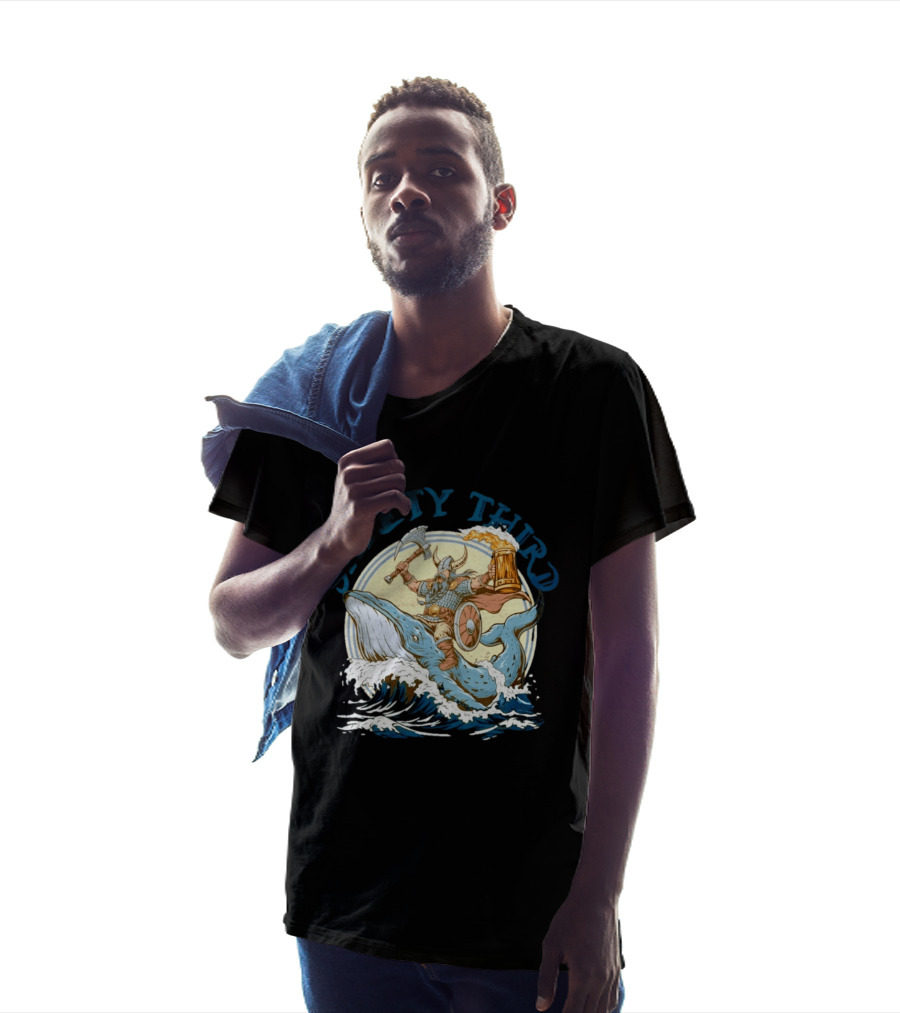 Safety Third Viking Riding A Whale With Beer And Axe T-Shirt