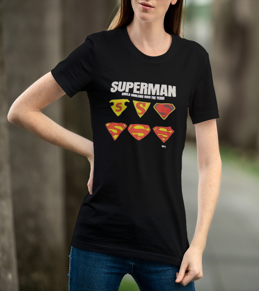 Superman Shield Emblems Over The Years Evolution 1938 To 1977 T-Shirt