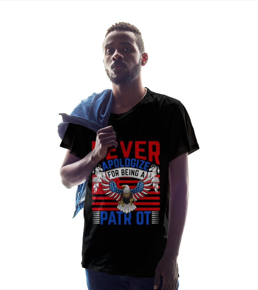 Never Apologize For Being A Patriot Eagle Flag T-Shirt