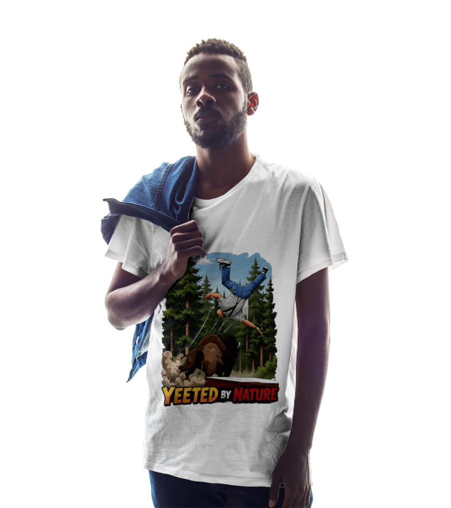 Bison Tossing Tourist Adventure Yeeted By Nature Comedy T-Shirt