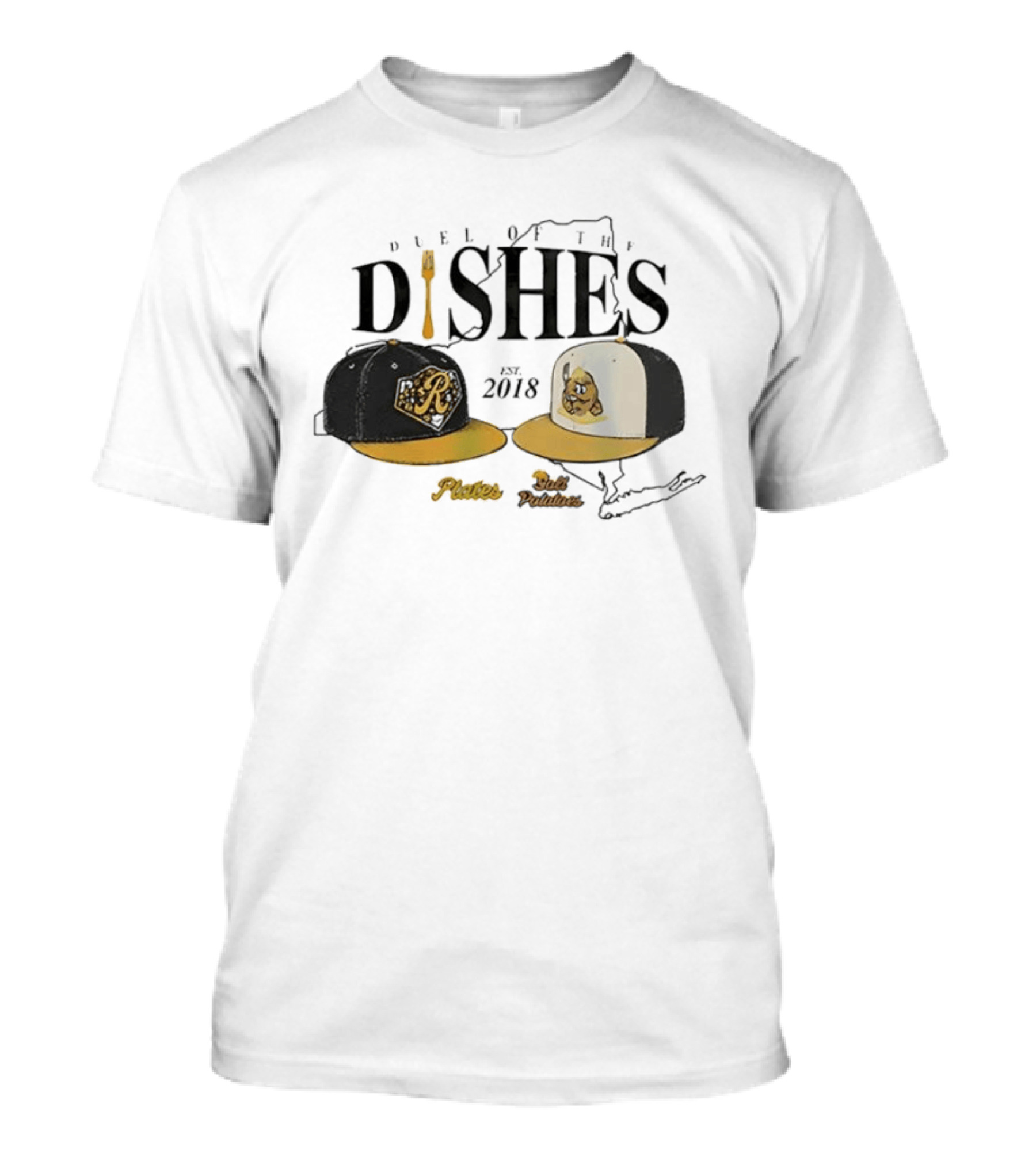 Rochester Plates Salt Potatoes Duel Of The Dishes Est 2018 New York State Caps T-Shirt