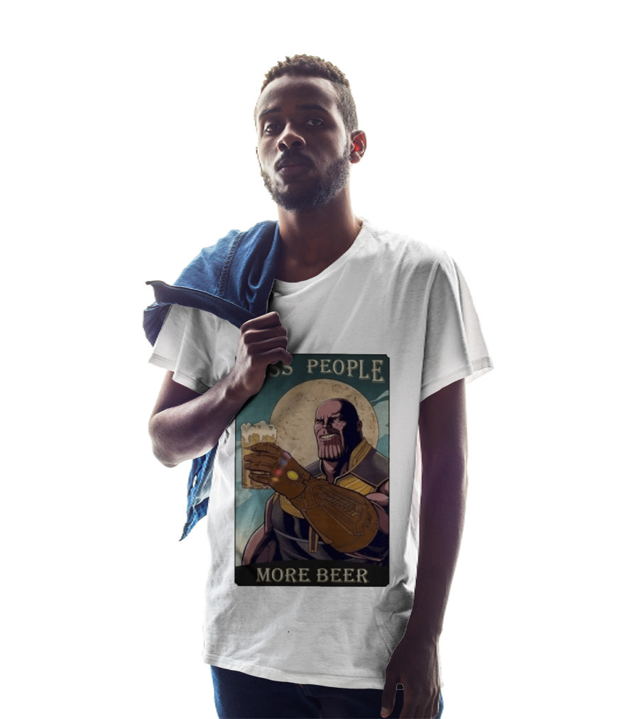Less People More Beer Thanos Infinity Gauntlet Moon Drink T-Shirt