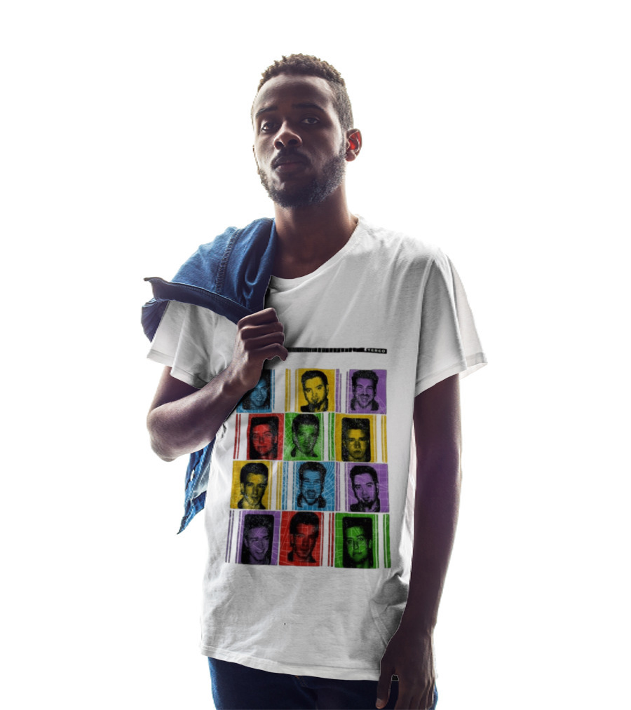 NSYNC Justin Timberlake JC Chasez Joey Fatone Lance Bass Chris Kirkpatrick Vibrant Portrait Grid Stereo Bars T-Shirt