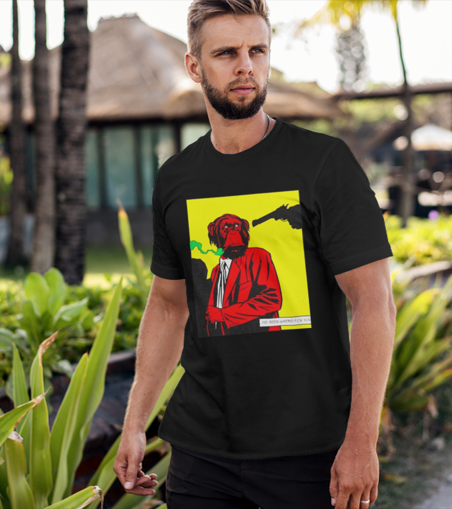 Chimpanzee Hitman Smoking Scene I've Been Waiting For You T-Shirt