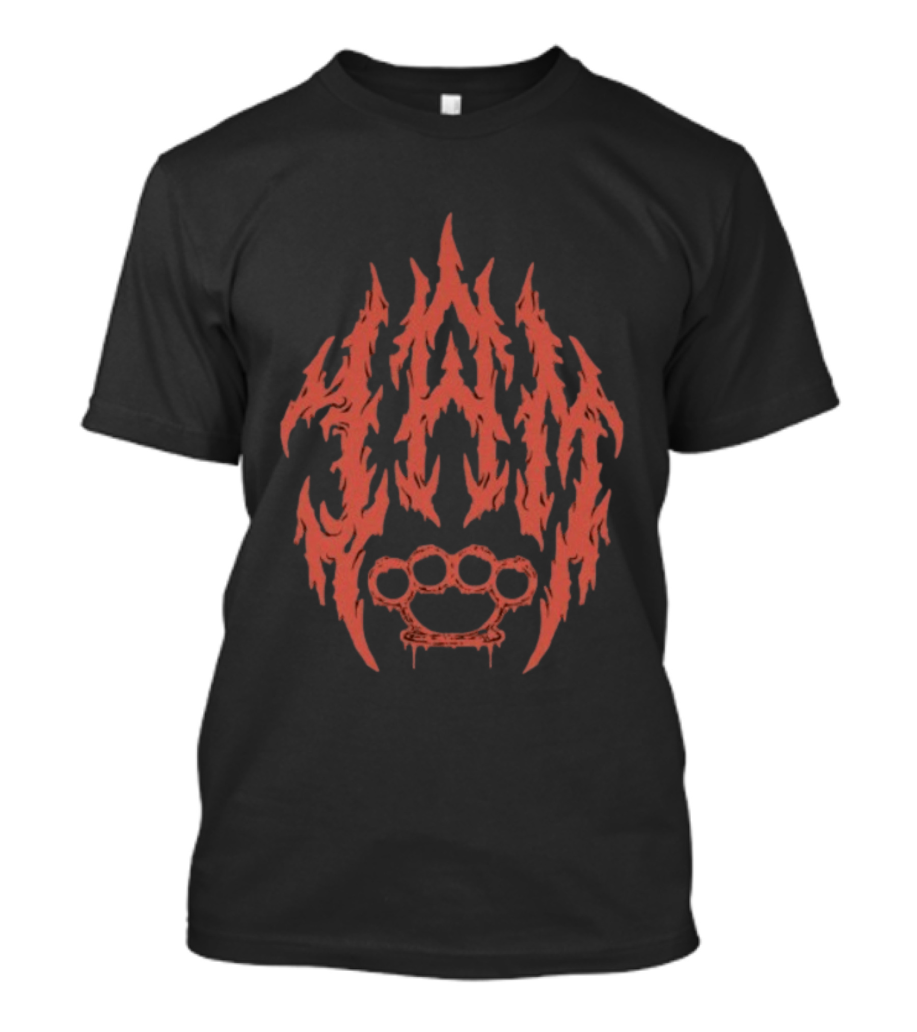 Indiemerchstore I Am Mook Bleak Humanity Fiery Lettering Brass Knuckles T-Shirt